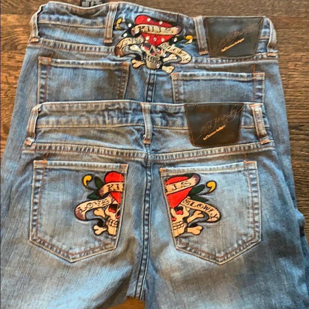 2 pairs! Ed Hardy skinny/ straight Jeans - Picture 1 of 6